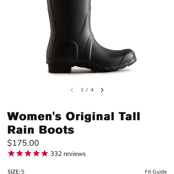 Original Tall Hunter Rainboit Matte Black Size 8/9 - Picture 2 of 9